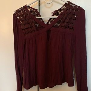 Deep purple long sleeved, Lacey top